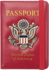Passport Holder Travel RFID Blocking Cover Wallet US Eagle Leather Case Unisex