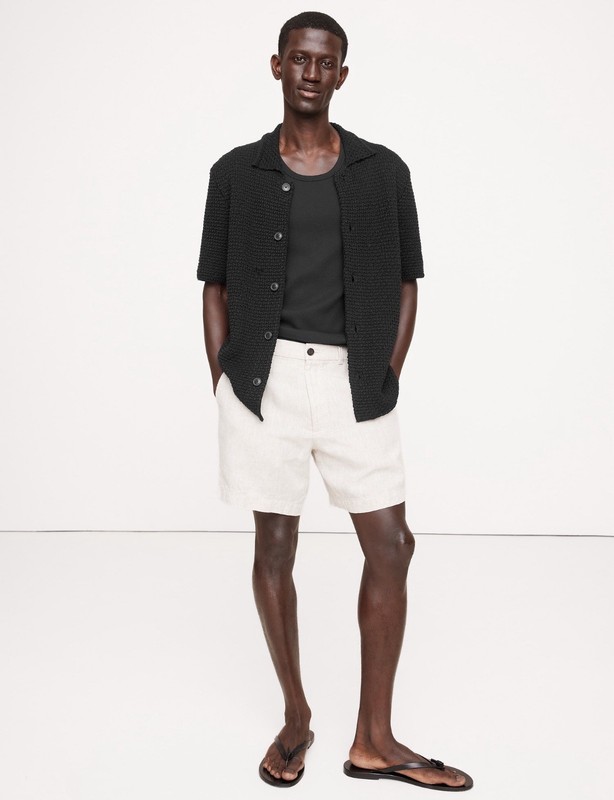 NWT banana republic XL Tall crochet cotton knit shirt Black Rtv$125 Men’s