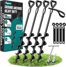 19-Inch Ground Anchors Heavy Duty, Trampoline Stakes Anchors Screw-In for High W