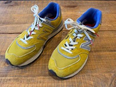 Size 10- New Balance 574 Legacy Bodega International Arrival EUC Blue Yellow