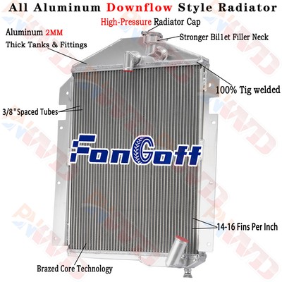 3 Row Aluminum Radiator For 1939-1940 Chevy KC KD KF KP VA WA JC JD 3.5L 6CYL