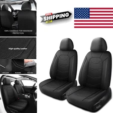 Leather Car Seat Covers for Front Seats Black Universal Fit Breathable Design