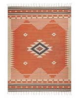 Kelim-Teppich Baumwolle Orange 140X200 Cm Handgewebt Geometrisches Muster Gavar
