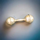 Lunt Sterling Silver Baby Rattle Dumbbell Barbell 40 Grams