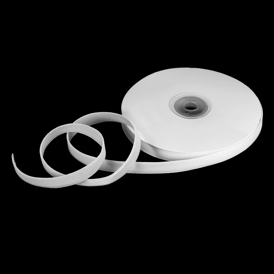 0.35" x 10 Yard Ribbon Single Faced Velvet Spool for DIY White - Image 3 of 4
