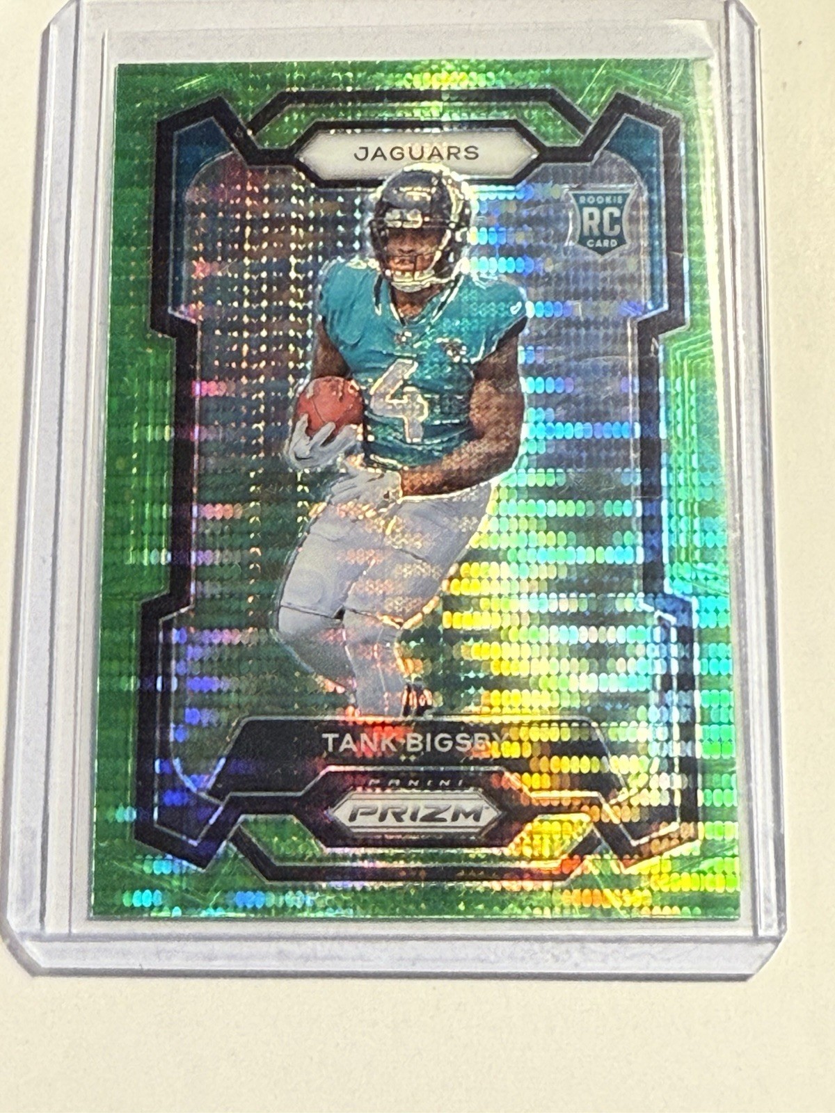 2023 PANINI PRIZM FOOTBALL 348 TANK BIGSBY JAGUARS RC NEON GREEN PULSAR PRIZM