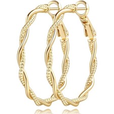 Gold Hoop Earrings for Women 14K Gold Earrings for Women Hoop Earring for Wom...