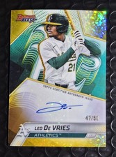 Leo De Vries Auto /50 Gold 🔥 2025 Bowman’s Best Athletics Top Prospect