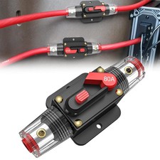 80A Inline Circuit Breaker Resettable 12-24V DC Manual Reset Fuse Holder