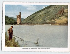 Postcard Mouse Tower & the Ruins of Ehrenfels Castle Bingen am Rhein Germany