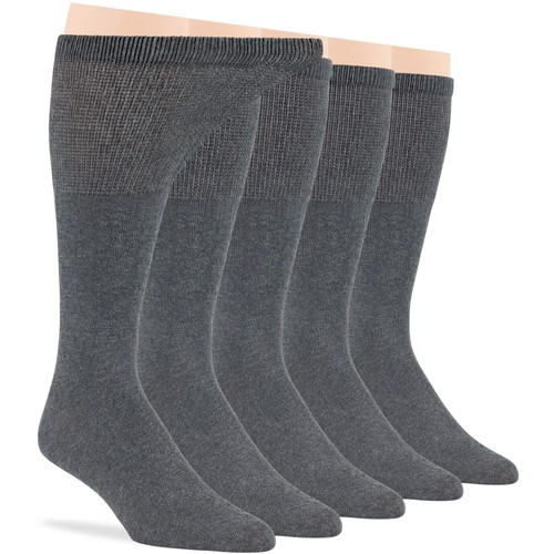 Lot de 5 chaussettes mi-mollet extra larges homme coton diabétique L-XL noir marron gris kaki - Photo 20/28