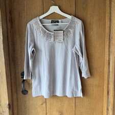 Bob Mackie Size S Top Grey Embellished Silver Sequin 3/4 Sleeve Wearable Art