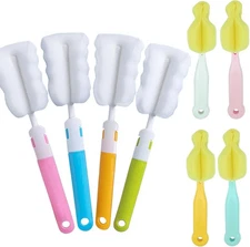 8PCS Bottle & Nipple Brush Set, Soft Sponge Texture, Ideal for Baby