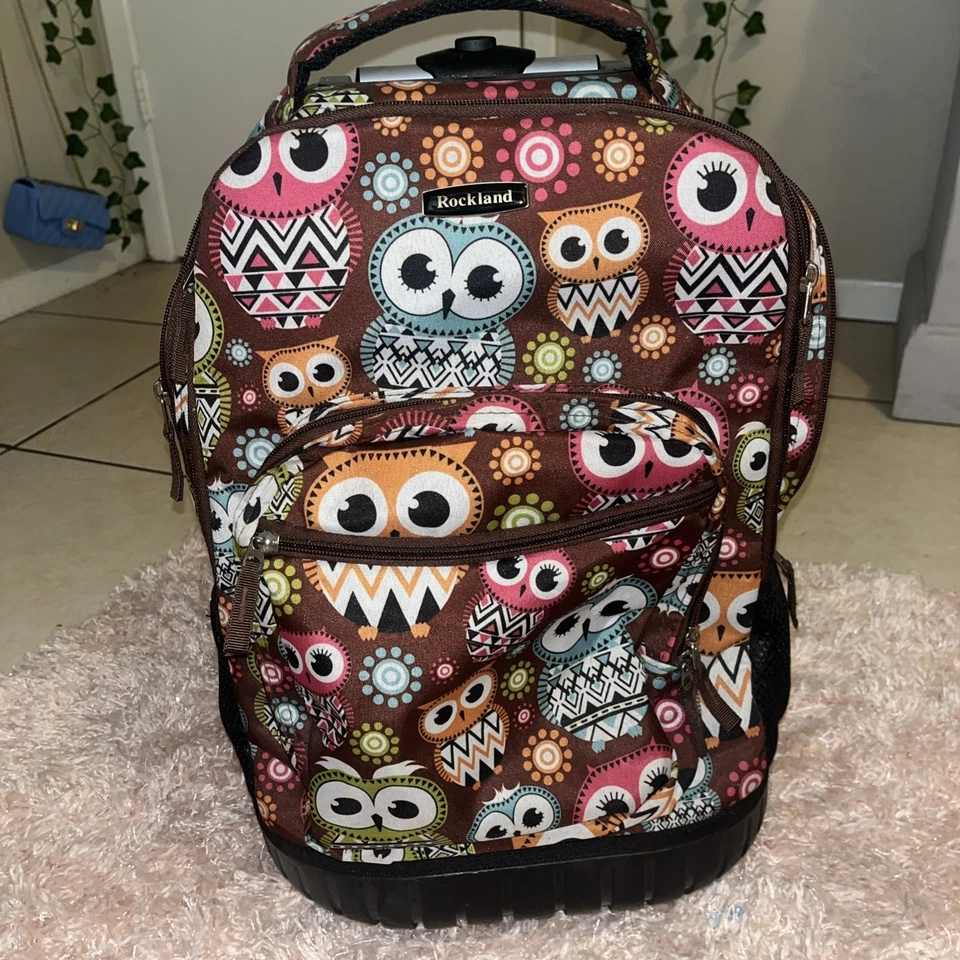 Рюкзак на колесиках Rockland с двойной ручкой сова 17 дюймов - Изображение 2 из 3