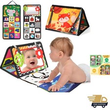 Baby Tummy Time Toy High Contrast Mirror Crinkle Book Infant Gift