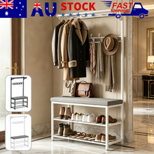 4 IN 1 Coat Rack Hall Tree With Shoe Bench Entryway Storage Shelf Hooks 172 cm