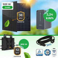 Balkonkraftwerk 920W mit Sossen 800W Wechselrichter & B2500D 2,24kWh …