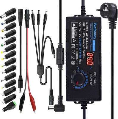 Einstellbares Netzteil 3V-24V 6A 144W AC to DC mit LED Anzeige