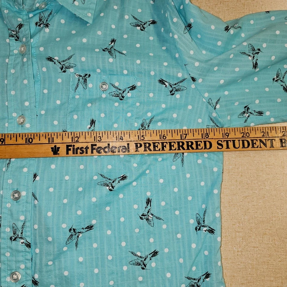 Camisa KAREN SCOTT con estampado de pájaros para mujer talla pequeña novedad oficina  Foto 3 de 4