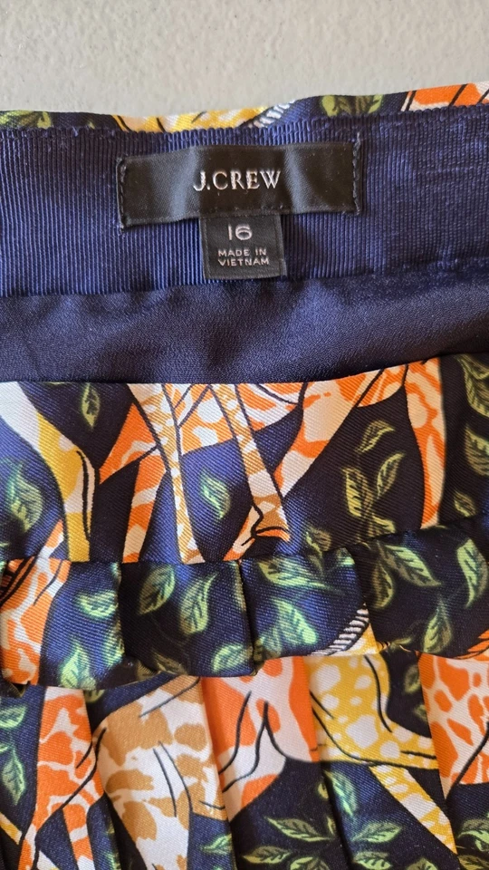 Falda Flowy J.Crew Plisada Midi Estampado Animal Jirafa, Talla 16, Usada en Excelente Condición Foto 3 de 4