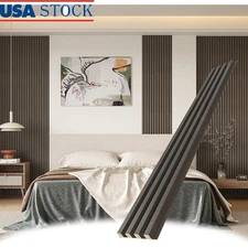 3D Wood Slat Wall Panels Waterproof Fire Resistant Easy Install Acoustic Decor