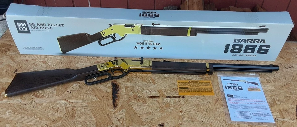 FUSIL PISTOLA DE PERDIGONES BB Palanca Acción 800 FPS Vaquero .177 1866 Margarita Caza Barra  Foto 4 de 4