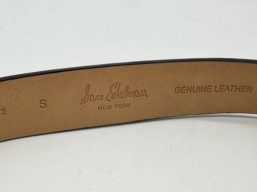 SAM EDELMAN imitation pearl logo slim leather women's belt-SMALL - Black - Picture 4 of 11