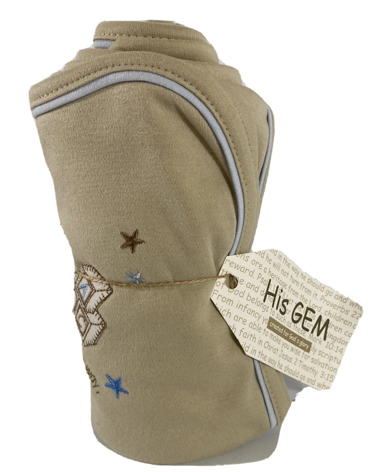 Manta para bebé His Gem Salmo 86:11 Teach Me Your Way marrón azul ABC seguridad Lovey Foto 3 de 4