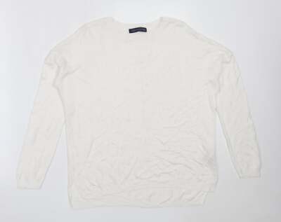 Marks and Spencer Damen Pullover Elfenbein Rundhals Viskosemischung Größe M
