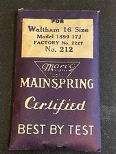 Marco Mainspring #212 for Waltham 16s 17j Factory No. 2227 - Steel