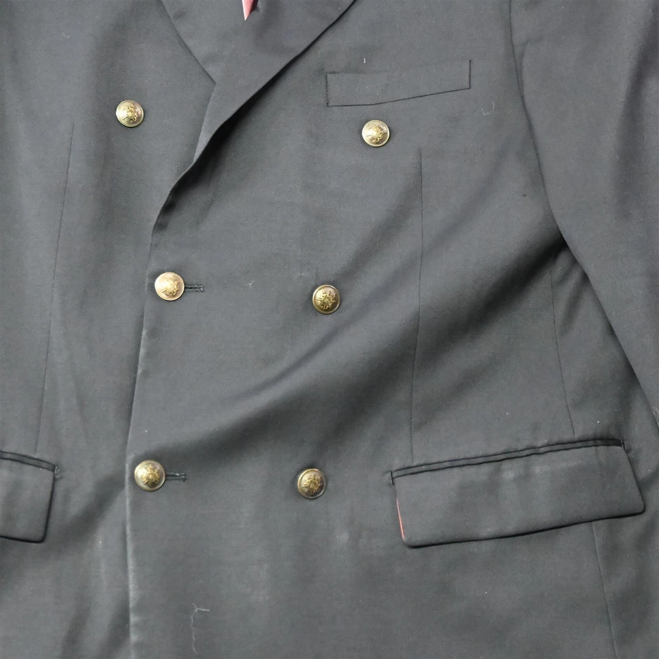 Blazer Abrigo Deportivo Paul Fredrick 44L Negro 100% Lana Doble Pecho Pico Chaqueta Foto 3 de 4