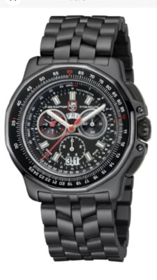 Luminox Men's XA.9272 F-22 Raptor 44mm Chrono Watch Black Ion-plated Titanium.