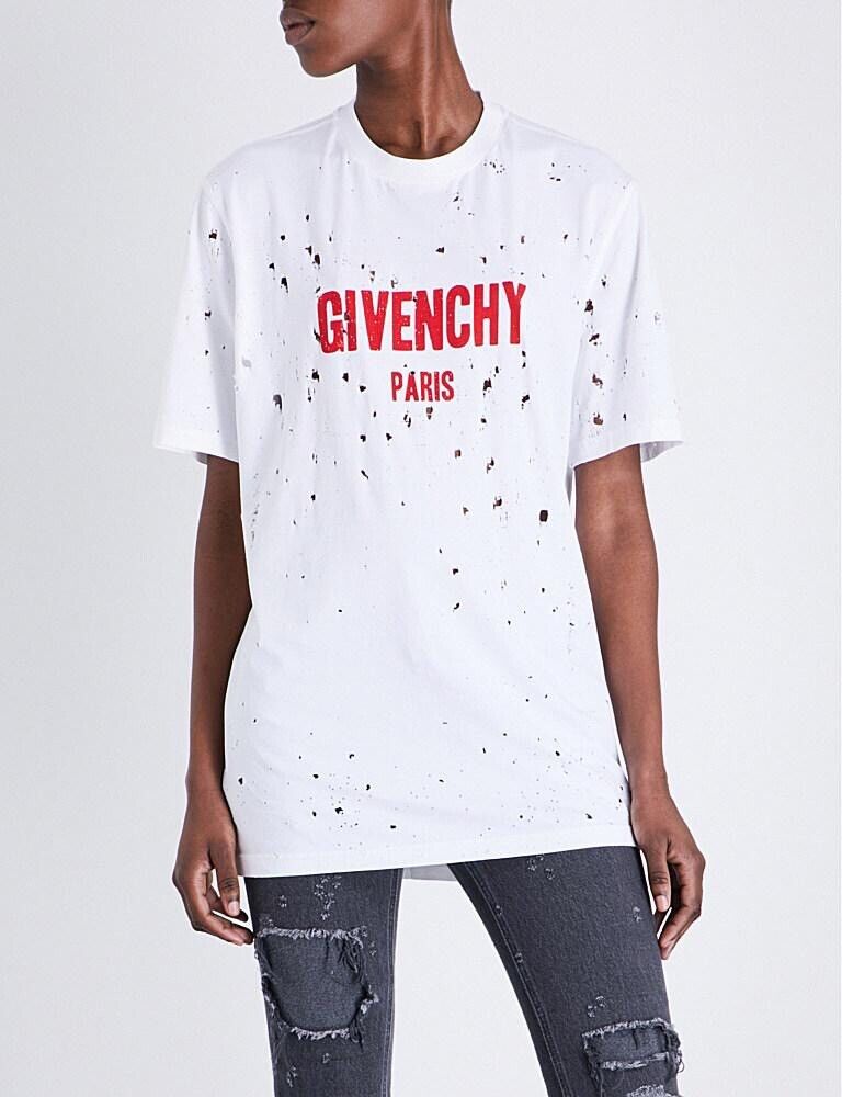 Givenchy Women's White Distressed Logo Cotton T-shirt | eBay Givenchy Women's White Distressed Logo Cotton T-shirt | eBay