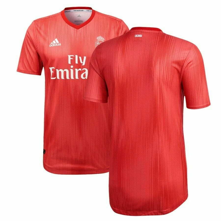 cortesía cáustico Eficiente $90 Adidas Real Madrid Third Soccer Jersey 18/19 Coral Red SIZE XS | eBay