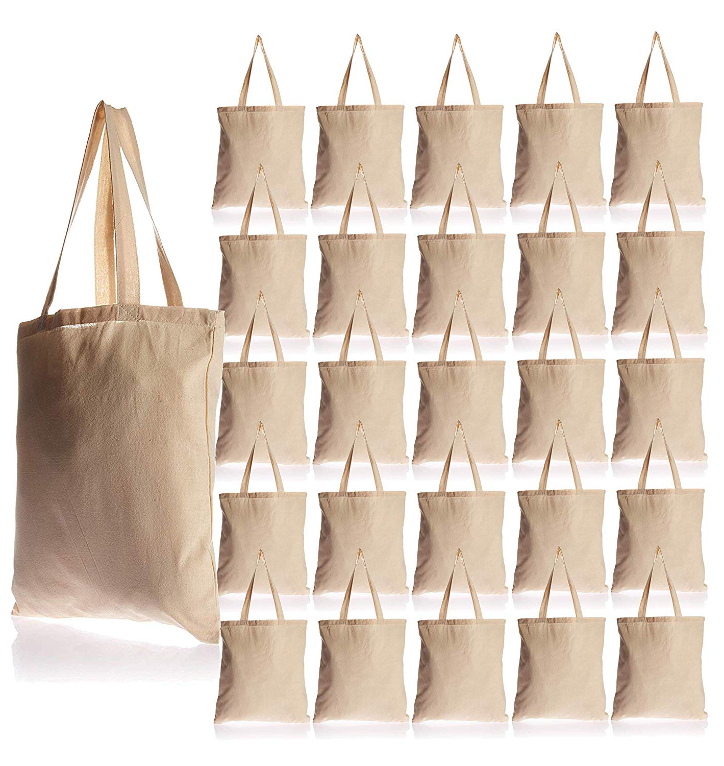  Sturdy Blank Canvas Tote Bags in Bulk - 12 Pack - Customizable Canvas  Bags Wholesale for Printing, Embroidery, Heat Transfer, Paint and More! :  Home & Kitchen