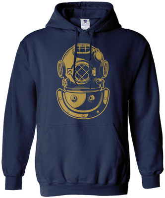 Threadrock Men's Deep Sea Diver Helmet Hoodie Sweatshirt Navy Gift