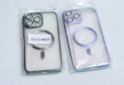2PCs Clear Phone Case for Apple iphone 14 pro max Forest Green & Ocean Blue