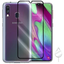Anti-Strike Black Frame Screen Protector+Soft TPU Case for Samsung Galaxy A40