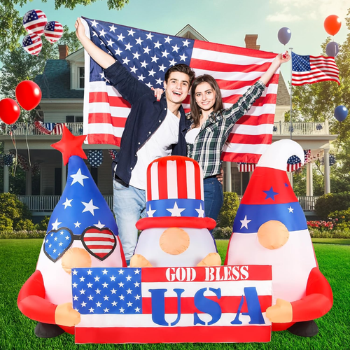 Memorial Day 4Th of July Inflatables Outdoor Decorations 6FT Long Patriotic Yard - Picture 7 of 12