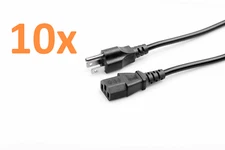 Lot of 10 - 3-Prong Power Cord Cable Desktop Computer Monitor NEMA 5-15P to C13
