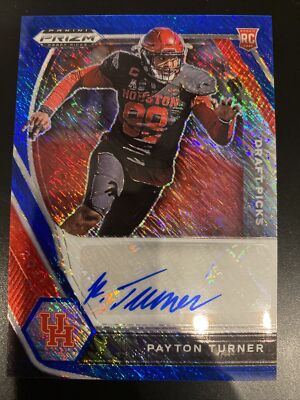 Payton Turner 2021 Prizm Draft Rookie Auto # d 12/13 Blue Shimmer Saints RC