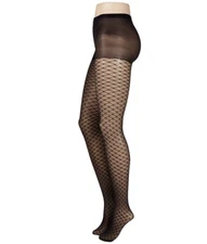 HUE Faux Net Sheers Control Top Pantyhose Black Size 2 - NWT