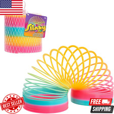 Slinky Original Walking Spring Toy 5-Inch Rainbow Plastic Fidget Toy for Kids Ag
