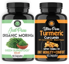 Ultra Pure Turmeric 95% Curcumin & Black Pepper Pills & Moringa Weight Loss