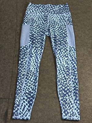 Fabletics PowerHold Women's Size Medium Blue Cheetah Print Mesh Leggings