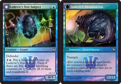 Heavy Play, English MTG Foil Ludevic's Test Subject // Ludevic's Abomination - F