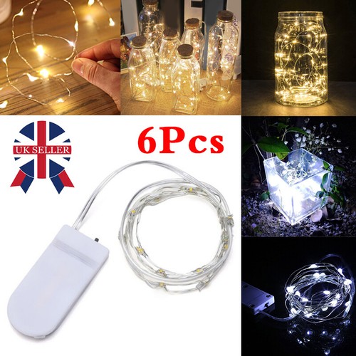 6 Pack 20 LEDs Battery Operated Mini LED Copper Wire String Fairy Lights Part 2m - Picture 2 of 16