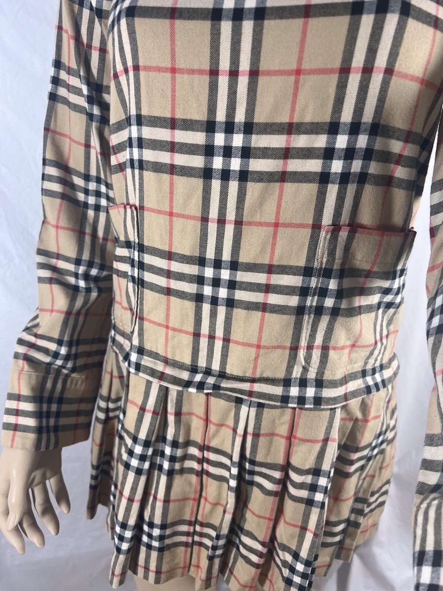 BURBERRY Beige Cotton Check Pattern Girl's Dress Marked as