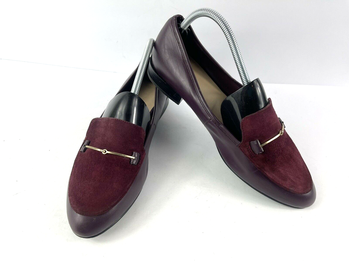 Aldo Loafer Women 10 M Shoes Red Suede Leather Gold Accent  display picture 3