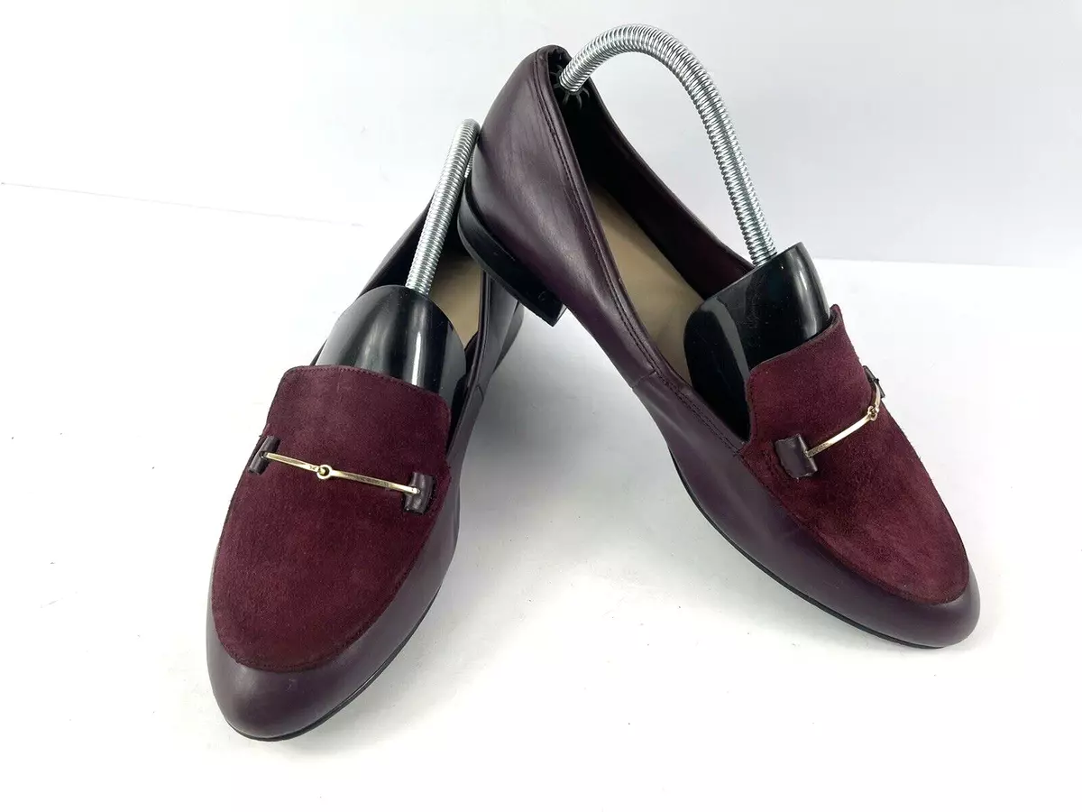 Aldo Womens Shoes Red 10 M Suede Leather Gold Accent Slipon